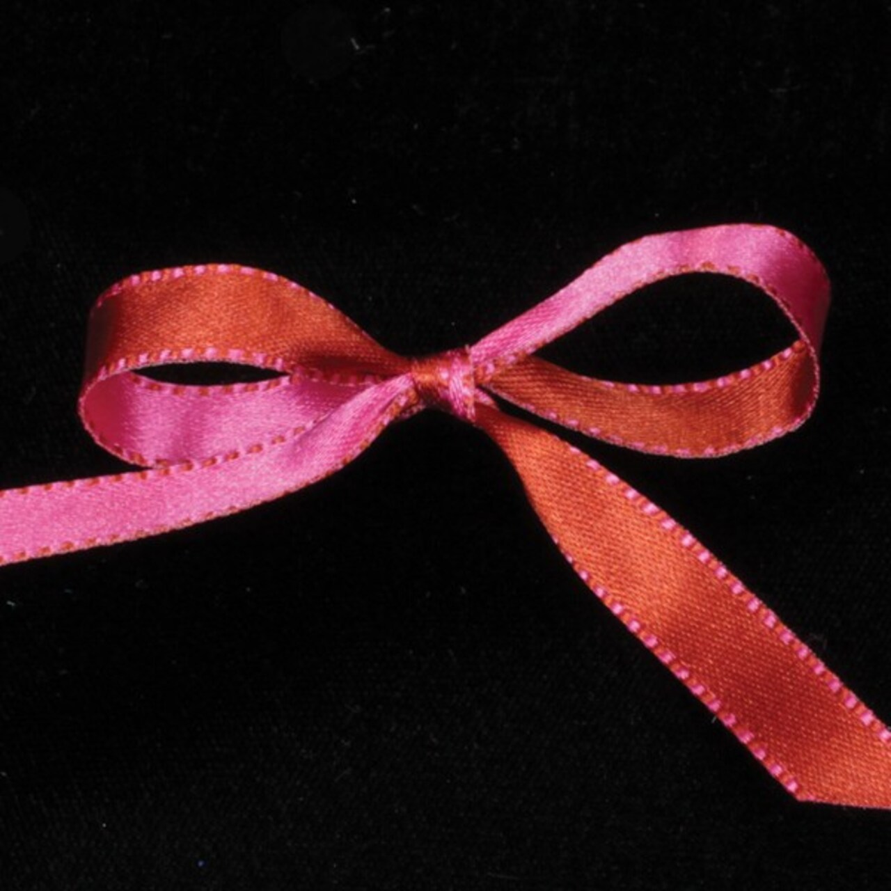 The Ribbon People Fuchsia Pink and Brown Double Sided Craft Ribbon with Stitch Edge 0.25" x 110 Yards